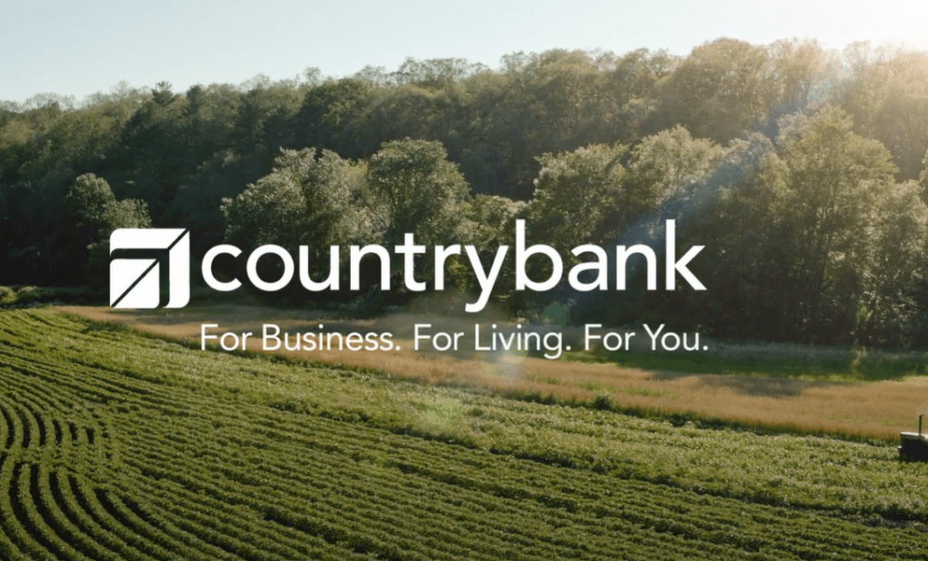Country bank logo shown over a crop 