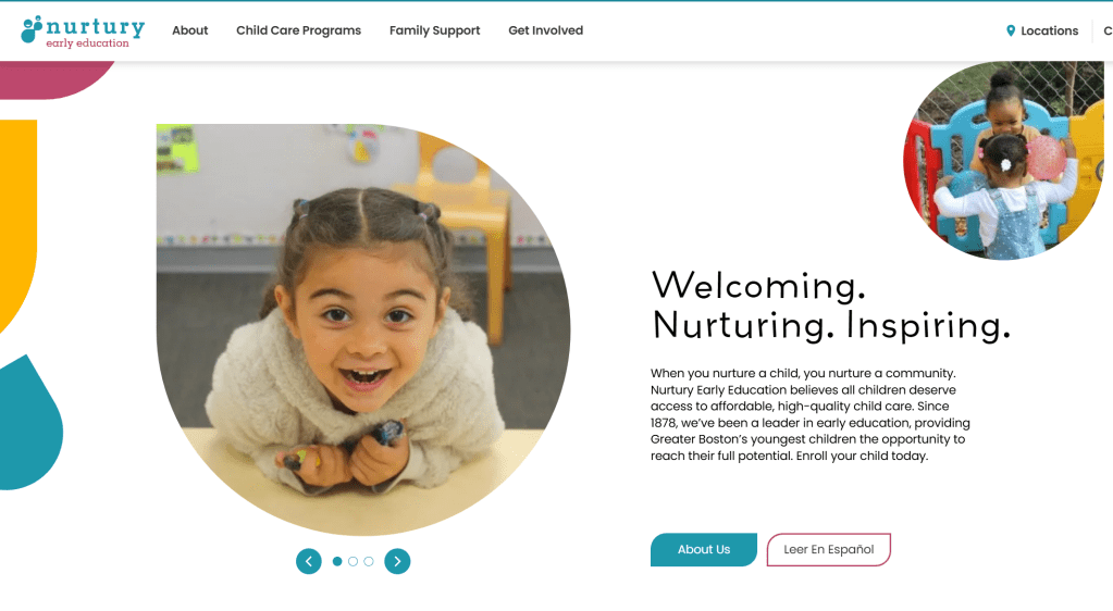 Nurtury early education center website screenshot